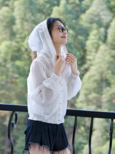 Vimly | Loose Sun Protection Beaded Sleeve Hoodie Top