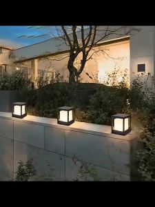 SXH  New Solar Pillar Lamp Gate Outdoor Pillar Lamp Garden Villa Rain-Proof Lamp Simple Modern Landscape Garden Lamp
