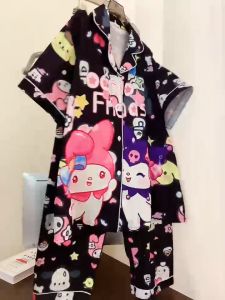 387 SPS ชุดนอนผู้หญิงผ้าไหมอิตาลีทิ้งตัว ชุดนอนโอเวอร์ไซส์ อก 46 แขนสั้น ขายาว ฟรีไซส์ ใส่สบาย (สินค้าพร้อมส่ง)