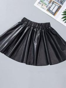 Childrens Clothing Girls Miniskirt Leather Skirt Kids Skirt Spring and Autumn Skirt Princess Dress Western Style Pleated Pu Little Girl Skirt