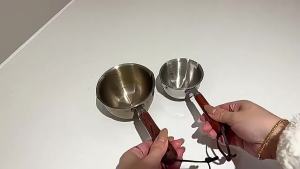 Stainless Steel Small Sauce Pan With Heat Resistant Wooden Handle Dual Pour Spouts For Kitchen Heating Oil Making Sauces〔CC11〕