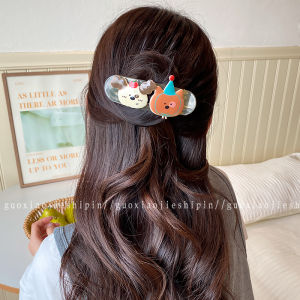 Cute Cartoon Cat Hair Clips Womens 2025 New Versatile Duckbill Hair Clips for Back of Head Elegance Hair Strips One-word Hair Cards