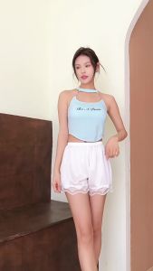 Penghantaran dari China [2025] Legging Nipis Renda Musim Panas Wanita untuk Pakaian Rumah dan Luaran Seluar Pendek Tiga Suku Tepi Tidak Bergolek Seluar Tidur Bunga 3.5