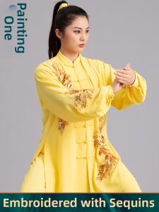 Yellow Silk Linen Tai Chi Suit