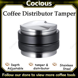 Cocious 51/53/58MM Coffee Distributor Tamper Dual-Head Coffee Leveler Adjustable Depth Coffee Tools
