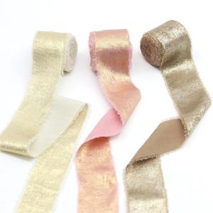ริบบิ้นผ้าชิฟฟ่อนสีทองขนาด5ม./ม้วนห่อของขวัญแต่งงานงานปาร์ตี้งานฝีมือตกแต่งตัดเย็บแบบวินเทจ