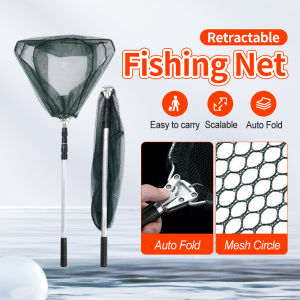 Retractable Fishing Net Telescoping Foldable Landing Net Pole Folding Landing Net For Fly Fishing Catching Net Telescopic Fish Netting Nylon 手抄网