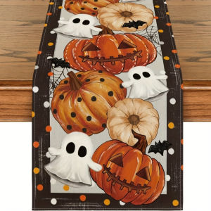 1Pc Halloween Theme Table Flag Dot Pumpkin Ghost Design for Halloween Party Home Decoration Restaurant Layout Theme Party