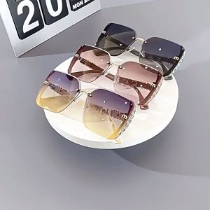 Fashion Half-Frame Sunglasses for Women - High-Quality Trendy Design Simple & Elegant Style - Lightweight & Comfortable for Everyday Use