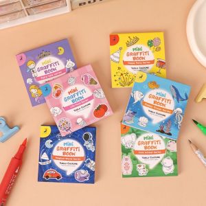 ROLL 50 sheets Paper Coloring Book Multi Theme Mini Graffiti Painting Book Cartoon Food Doodles Book Gift