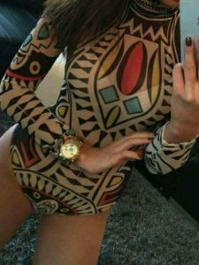 Slim Mesh Bodysuit Nữ Áo Yếm Ôm Vừa Vặn Tay Lưng Dài in Hình Thời Trang Đường Phố Mùa Hè Quần Áo Thường Ngày