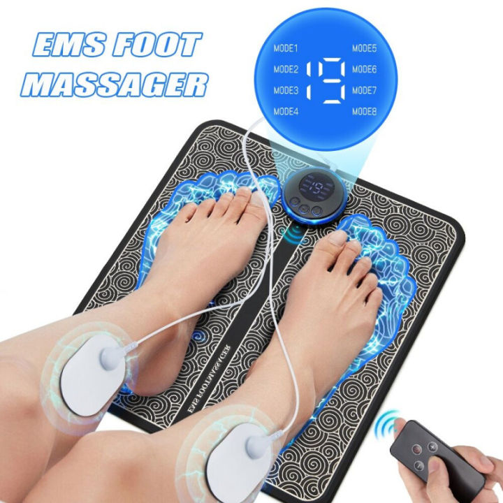 Electric Foot Massager EMS Foot Muscle Stimulation Pad 8 Modes 19 ...