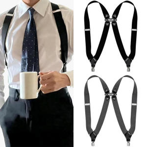 Suspenders for Men Work 2.5cm Wide 2 Clips Heavy Duty Big and Tall Trucker Suspenders Adjustable Elastic Trouser Braces