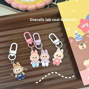 Mini Labubu Doll Car Keychain Backpack Pendant Resin Material Cartoon Series Creative Gift Keychain without Brand