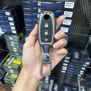 Key case NISSAN เคสโลหะสีไทเทเนียมพร้อมพวงกุญแจ ตรงรุ่น March VL Juke Cube Pulsar รหัสสินค้า NS-3