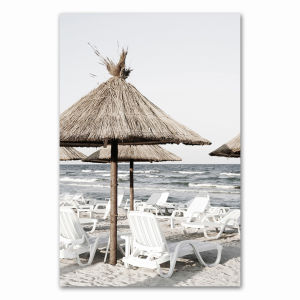 Tropical Summer Sea Landscape Print Coastal Bridge Grass Canvas Art Painting Seascape Picture Living Room Wall ation