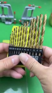 13 PCS Titanium Coated Drill Bit Set: High Speed Steel Drill Bits for Metal & Wood