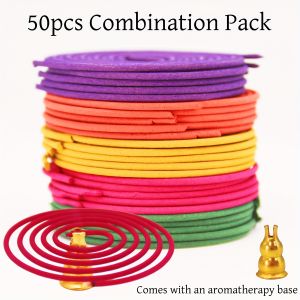 50pcs of natural spiral coil incense with 5 colorful fragrances suitable for home use and long-lasting fragrance in yoga studio