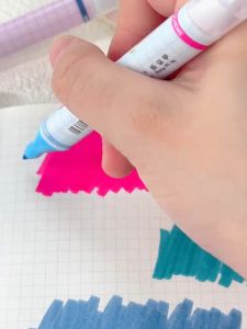 6Pcs Stacking Color Highlighter Double-Headed Stacking Color Highlighter 1.5mm/4mm for Key Marking Notebook