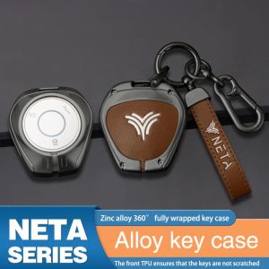 Zinc Alloy Premium Genuine Leather Smart Car Key Remote Case Cover Shell Holder For NETA V Neta U Pro Hezhong New Energy Neta S Eureka 03 N01 NTA V-U EV