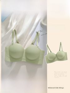 GEXINGJIEMEI | Semi-Cup Wireless Bra Womens Push-Up Underwear Seamless Nylon Fabric Anti-Slip Strapless Bra Gathered Style All-Match Color