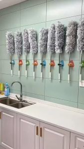 Telescopic Duster Long Extendable Duster Cleaner Brush Stainless Steel Ceiling Floor Gap Dust Cleaner Household Cleaning Tools