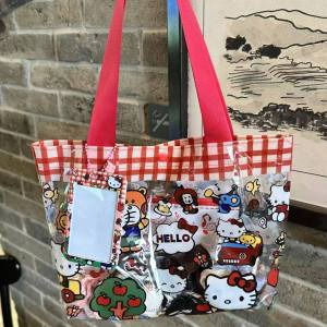 Cute Kitty Cat Transparent Jelly Handheld Gift Bag Childrens Day Party Favor Bag Baby Shower Thank You Bag PVC Beach Bag