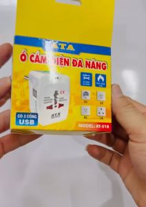 Ổ cắm du lịch đa năng ATA AT-S18 ( 2 Cổng sạc USB tiện lợi) . Nhỏ gọn dễ mang theo. BH 24 tháng