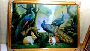 Hiasan Dinding Burung Merak Hijau 3D