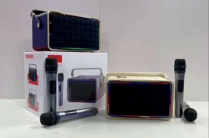 SK-2082 HD Sound Quality KARAOKE Wireless Bluetooth Speaker with Dazzling RGB Lights & Dual Wireless Microphone