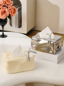 Luxurious Ceramic Tissue Box Cream Style Living Room Decorative Paper Towel Holder High End Feelings Home Use Napkin Box