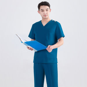 High-End Scrub Set Dental Office Pet Hospital Mens Short Sleeve Elastic Two-Piece Suit Work Uniform Medical Staff Outfit