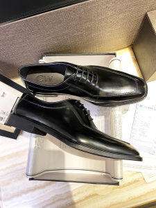 Mens Formal Leather Shoes Oxford Style Thick Bottom Breathable Wedding Groom Business Casual Shoes Autumn Spring High End