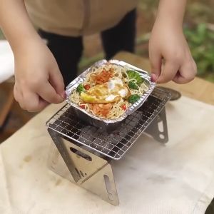 Outdoor Picnic Portable Folding Stove Camping Equipment Stainless Steel Incinerator Grill Mini BBQ Charcoal Stove