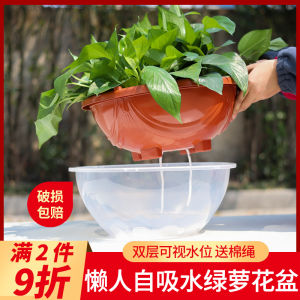 Double Layer Resin Plant Pots Plastic Indoor Self-Watering Spider Plant Pots Green Ivy Special Use Flower Pots Simple Style Ground Space