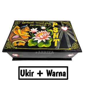 KOTAK MORI PSHT KAYU JATI UKIR Semar warna (FREE UKIR NAMA) TEMPAT PENYIMPANAN SABUK MORI PENCAK SILAT SETIA HATI TERATE 1922