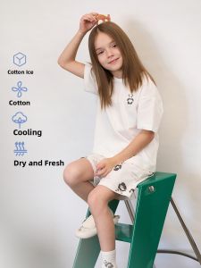 Aimix Childrens Neutral Panda Paradise Short Sleeve Hoodie Short/Trouser Set Summer Home Clothes for Boys And Girls