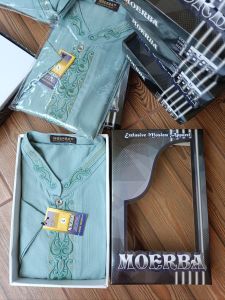 Cari Murah (BONUS DUS) Baju Koko Pria Terbaru Hijau Mint Lengan PENDEK Bordir