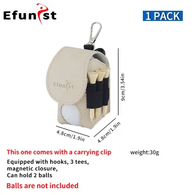 Golf Small Waist Bag Efunist Magnetic Closing Pu Golf Ball Storage Bag With 3 Pcs 54 mmTees And Portable Clip Hold Double Balls