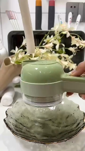 4 in 1 Handheld Electric Vegetable Chopper Set - Cordless Electric Rechargeable Multifunctional Food Slicer and Chopper