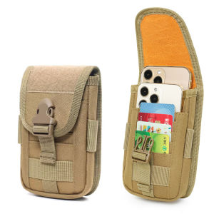 กระเป๋าใส่โทรศัพท์มือถือแบบมีสายรัด Molle สำหรับใส่อุปกรณ์เสริม กระเป๋าอเนกประสงค์สำหรับการล่าสัตว์ เดินทาง EDC กระเป๋าเครื่องมือสองชั้น สำหรับโทรศัพท์ขนาด 4.7-6.7 นิ้ว