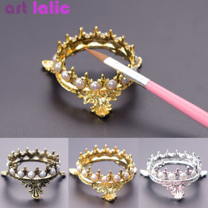 Vintage Style Crown with Pearly Bead Nail Art Brush Holder Nail Pen Organizer Display Stand