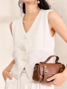 QINGNAER | Elegant Chic Women Large Size Tassel Fleece Sleeveless Knit Vest