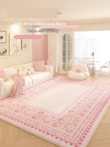 Luxurious Waterproof Floral Pink Childrens Bedroom Carpet