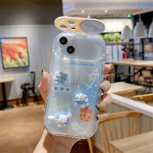 【New】Flip Mirror Cartoon Cinnamon TPU Phone Case with Bracket Function For iPhone 7 8 X XS XR 11 12 1314 15 16 17 Series