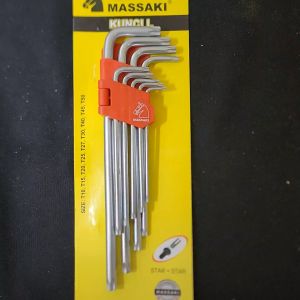 MASSAKI Kunci L Bintang Lubang Long Set 9 Pcs - Tamper Star 9pcs