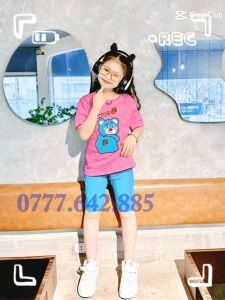 Voucher đến 20k Bộ bé gái sành điệu mùa hè bé gái 30 kg thun cotton HEBI KIDS