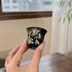 Chinese Style Ceramic Tea Cup Black Gold Enamel Tea Bowl Personal Specialty Owner Cup Home Use Gongfu Tea Set Handmade