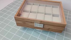 3610 12 Slots Bammboo Wooden Watch Collection Box Case Wrist Watch Storage Case for Women & Men