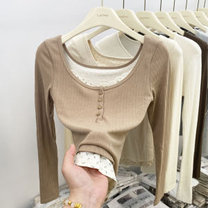LUOSHAO | Early Spring Autumn Slim Short Sleeve Design Sensitivity Underwear Top
